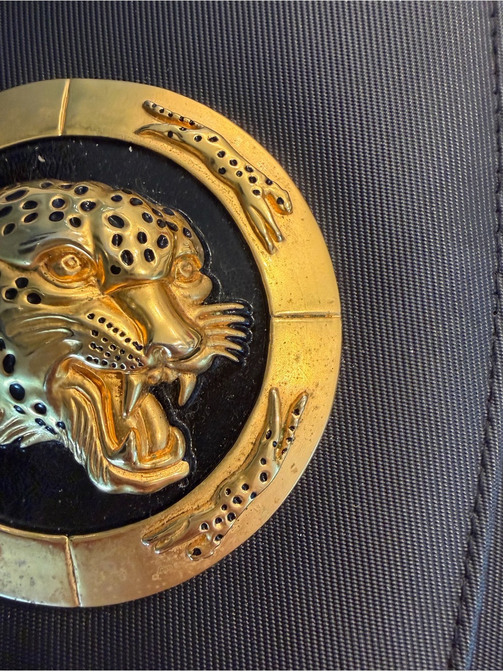 VINTAGE Nima Black Crossbody Bag with Gold Panther Accent - Picture 8 of 11